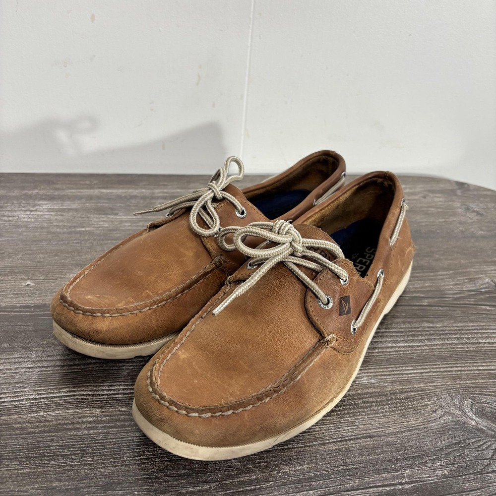 Sperry Top-Sider Boat Shoes Mens Size 10.5 Brown Leather Deck Nautical STS16404